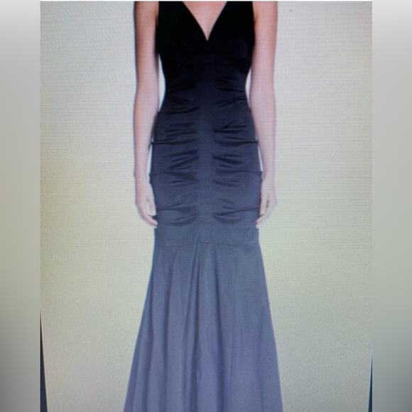 XSCAPE Ny Joanna Chen Ruched Mermaid Taffeta Gown Purple Sleeveless Size 14 - Picture 3 of 13